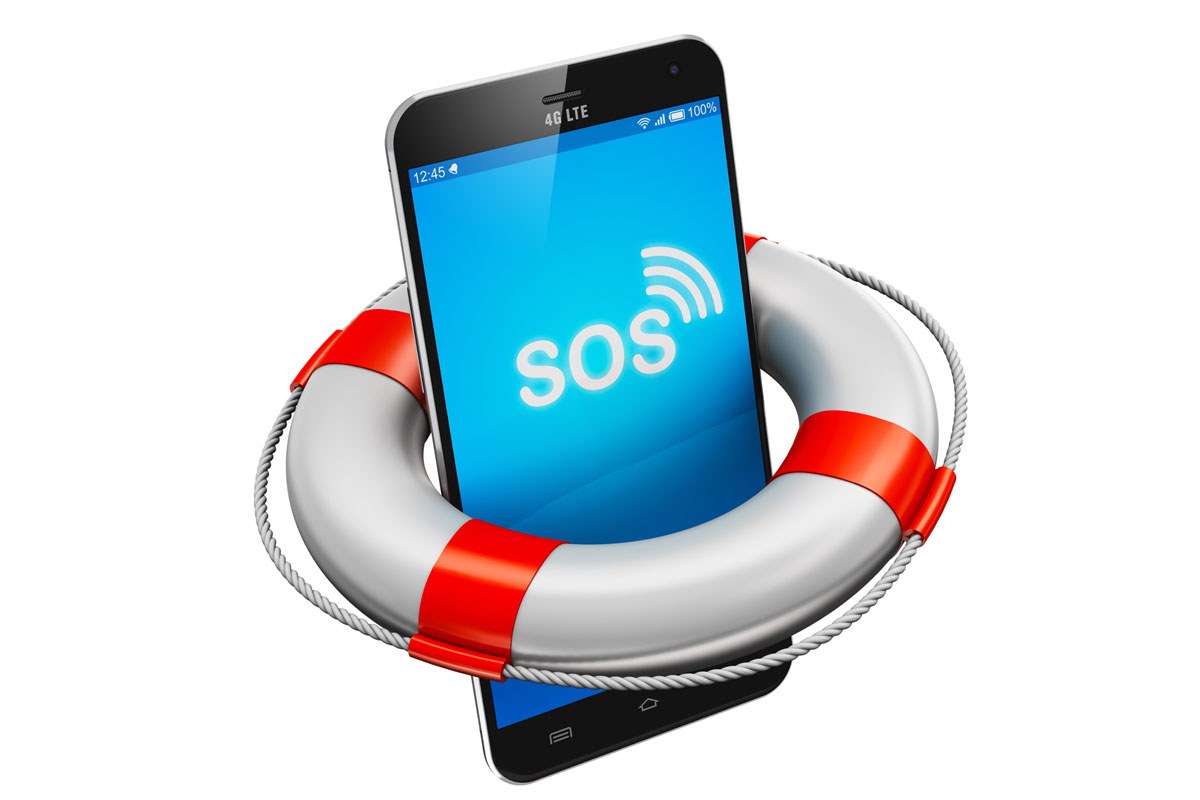 Creative abstract mobile security emergency services and electronic devices repair and maintenance