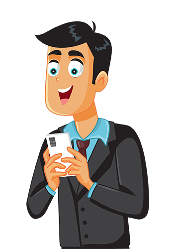Illustration of Happy Businessman Using Phone